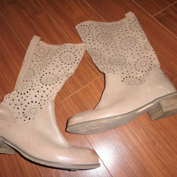 Rud by Rudsak star cut outs tall tan / taupe boots - Picture 5 of 9